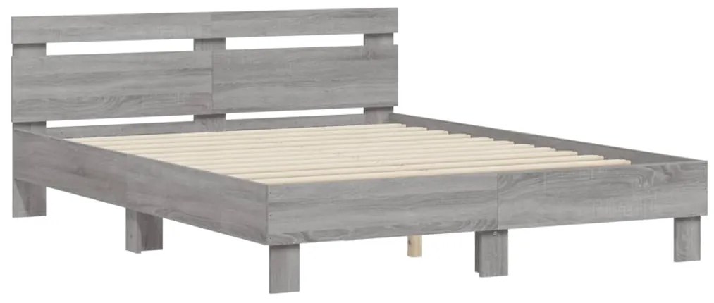 vidaXL Πλαίσιο Κρεβατιού με Κεφαλάρι Γκρι Sonoma 140x190εκ. Επεξ. Ξύλο