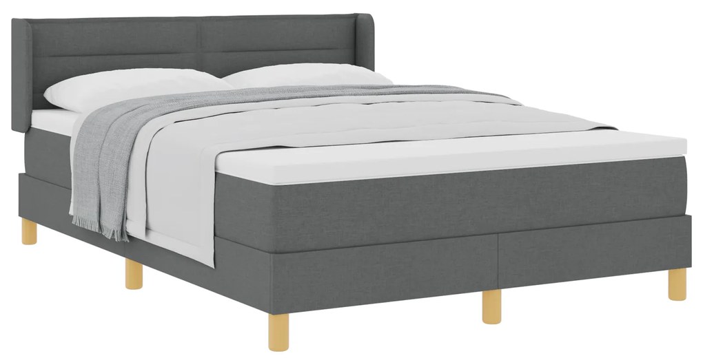 vidaXL Κρεβάτι Box Spring σε Σκούρο Γκρι, 140 x 200 εκ, Ύφασμα