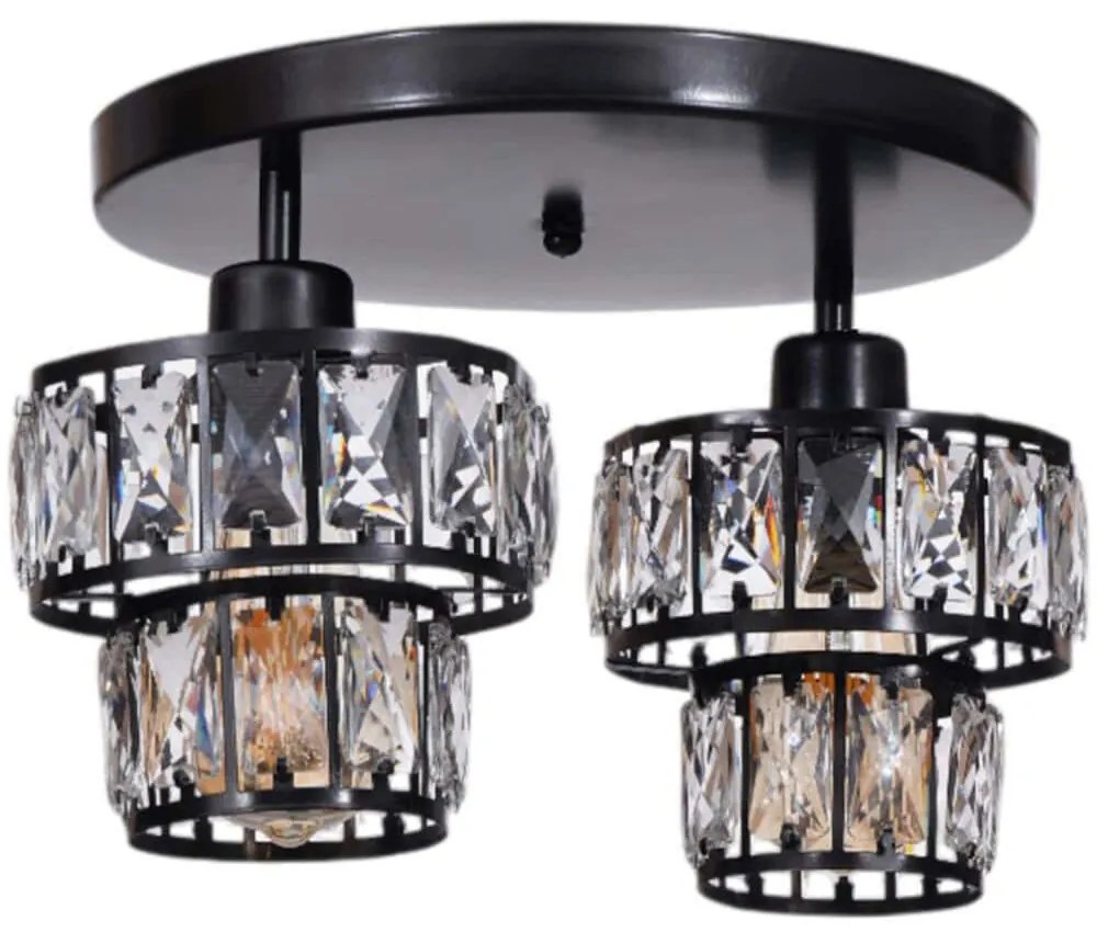 Φωτιστικό Οροφής - Πλαφονιέρα 534LUN5980 Φ25x23cm 2xE27 40W Black Opviq