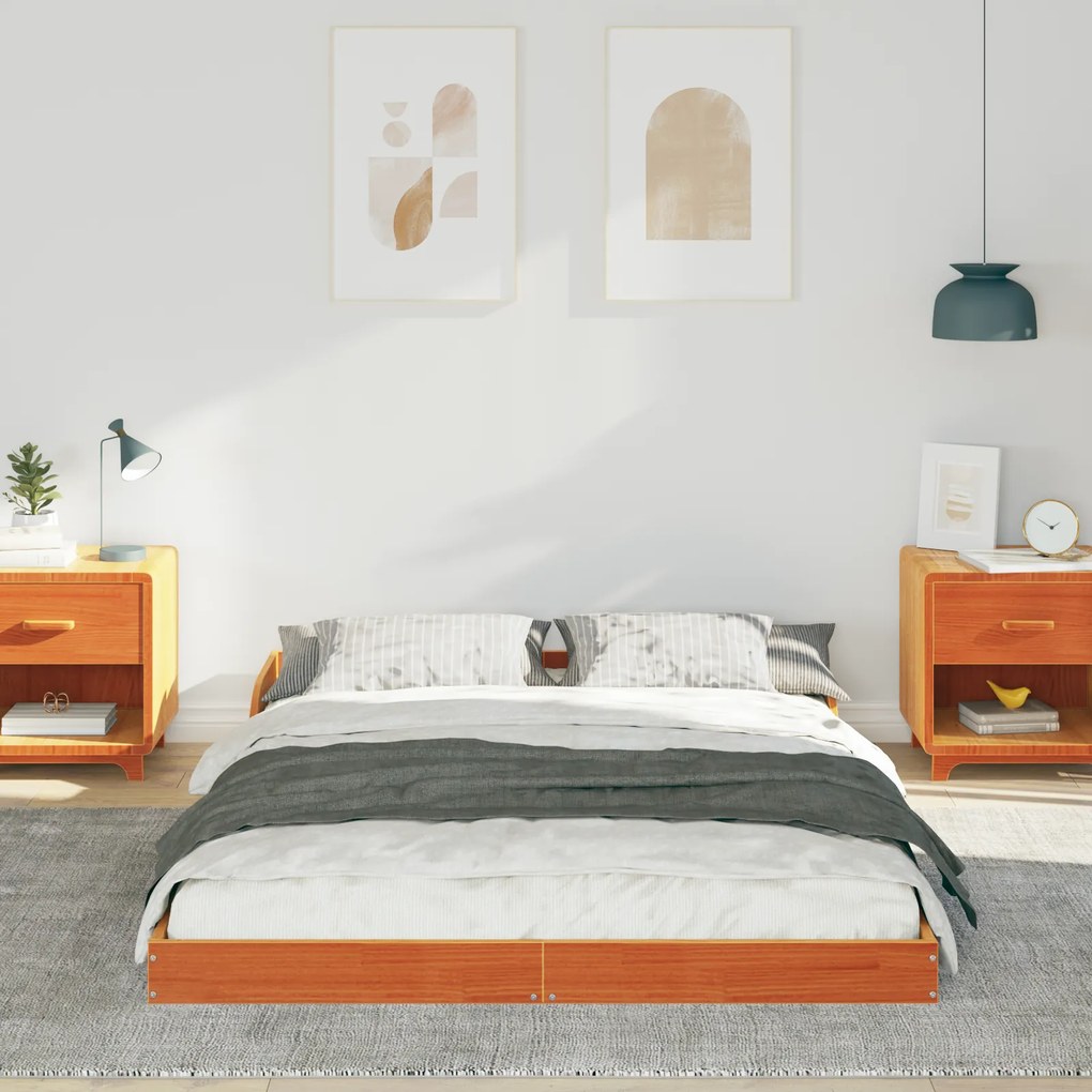 vidaXL Σκελετός Κρεβατιού Καφέ κεριού 120 x 200 cm Μασίφ ξύλο πεύκου