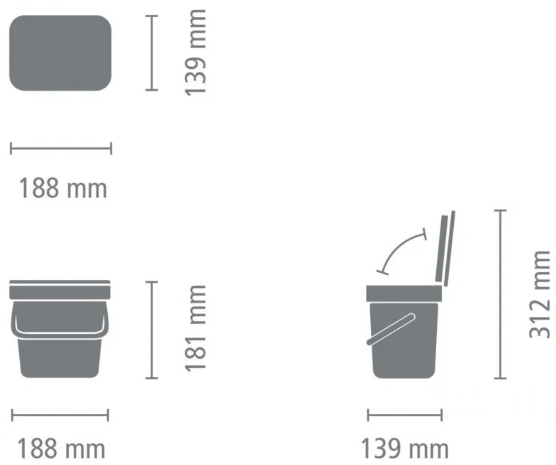 Brabantia Sort&Go κάδος χωριστής συλλογής 1003229, 3 l, Χειρολαβή, Επιτοίχιος, Σκούρο πράσινο