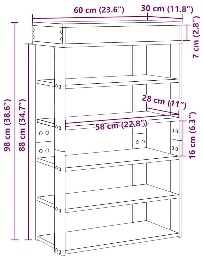 ΡΑΦΙ ΠΑΠΟΥΤΣΙΩΝ ΚΑΦΕ ΔΡΥΣ 60X30X98 CM ΚΑΤΑΣΚΕΥΑΣΜΕΝΟ ΞΥΛΟ 859929