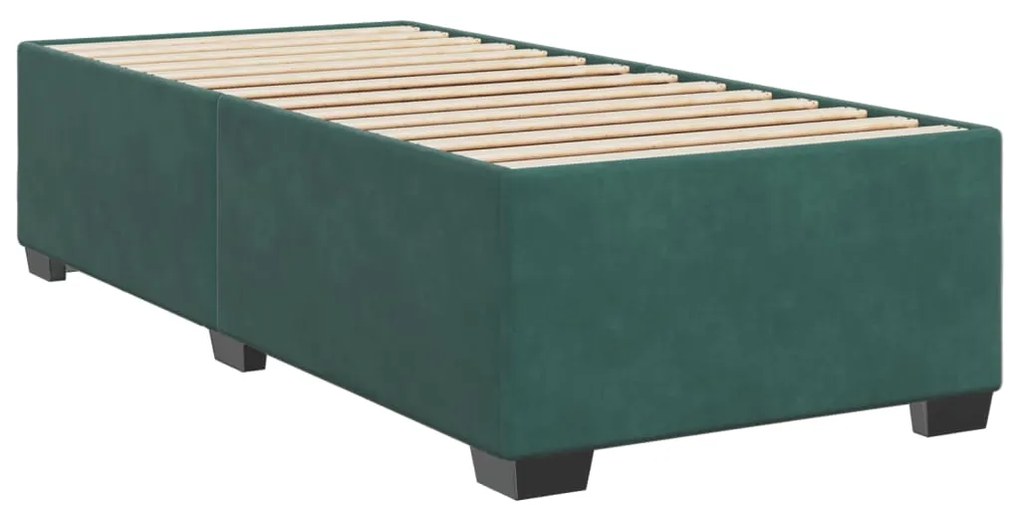 vidaXL Κρεβάτι Boxspring με Στρώμα Σκούρο Πράσινο 90x190 εκ. Βελούδινο