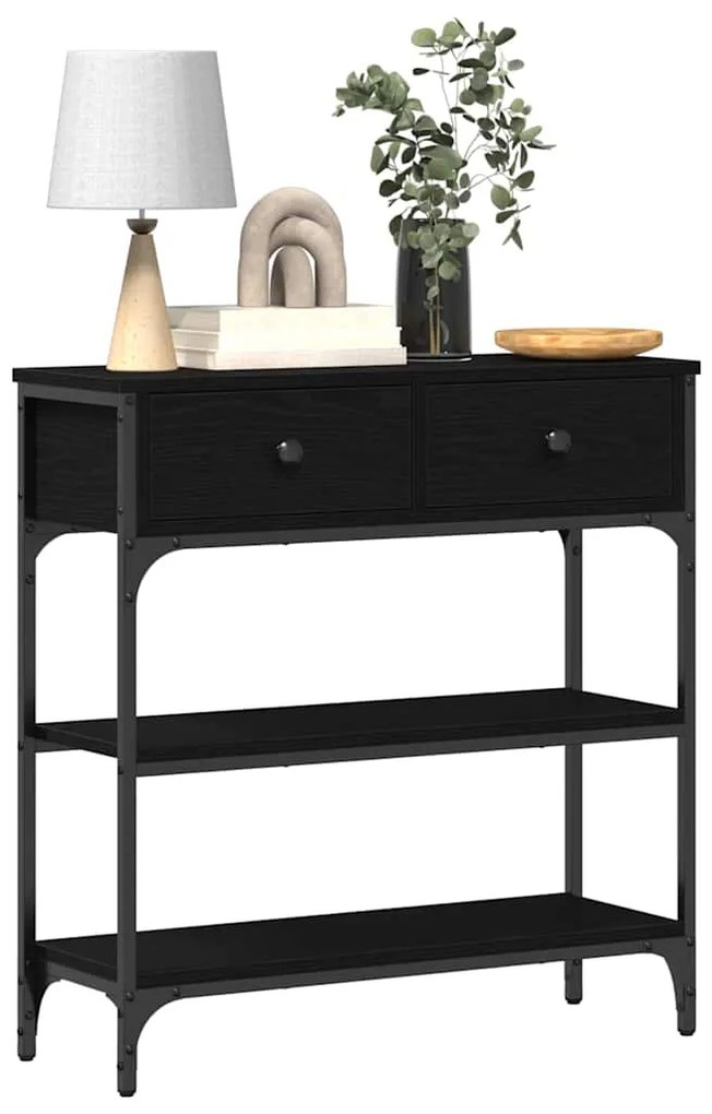 vidaXL Τραπέζι κονσόλας με συρτάρι Μαύρη Οξυά 72.5 x 25 x 75 εκ.