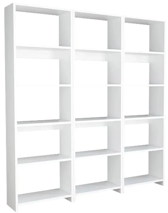 Βιβλιοθήκη Rabuku pakoworld σε λευκή απόχρωση 146x22x160εκ
