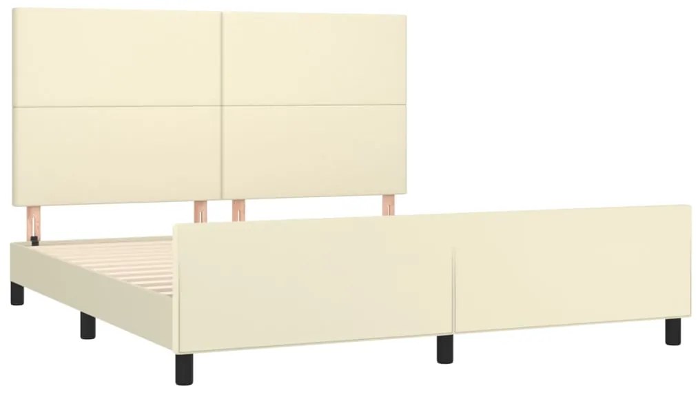 vidaXL Πλαίσιο Κρεβατιού με Κεφαλάρι Κρεμ 180x200 εκ. Συνθετικό Δέρμα