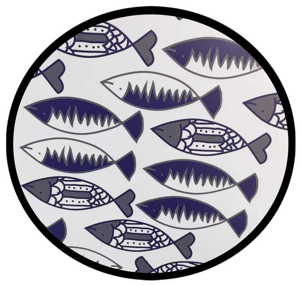 FISHY ΔΙΣΚΟΣ MDF ΛΕΥΚΟ ΜΠΛΕ ΜΑΥΡΟ D40xH3,5cm - 024377