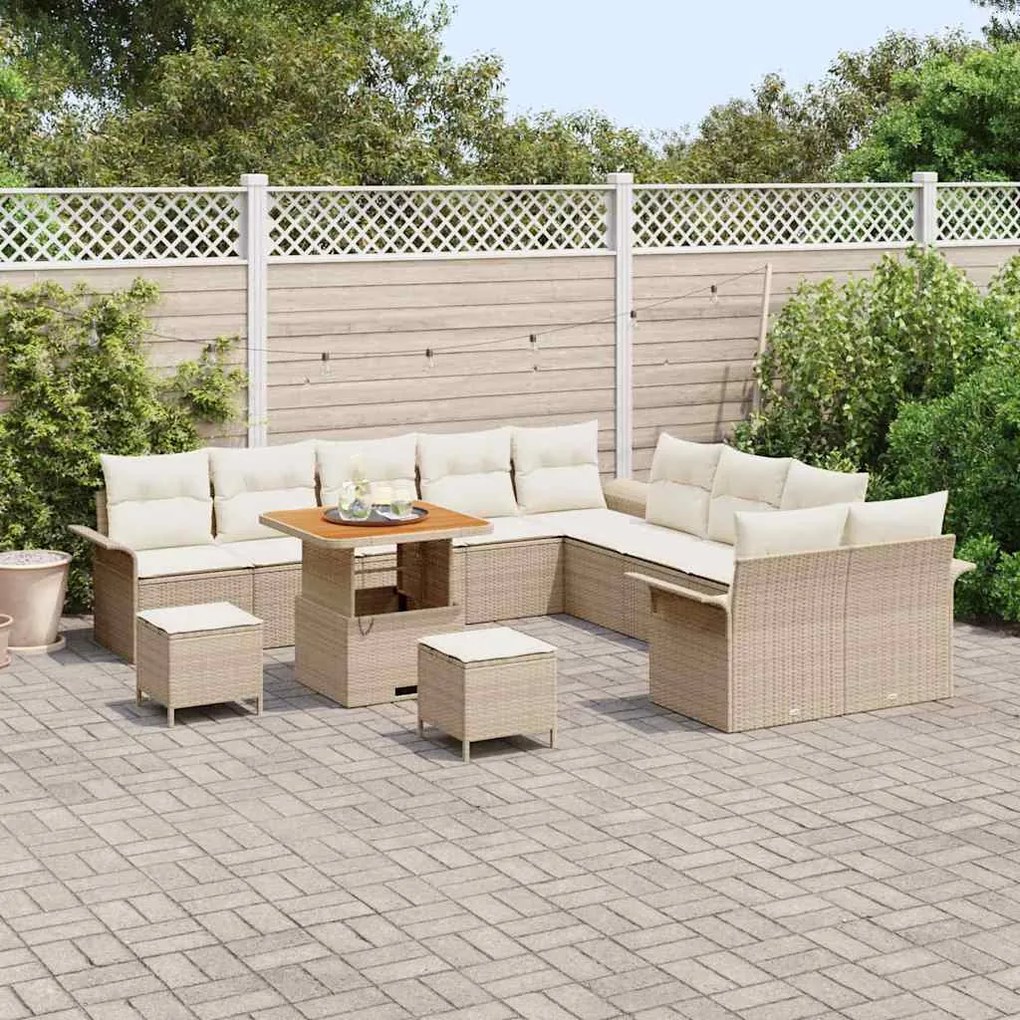 vidaXL Σετ Καναπέ Κήπου 13 pcs Μπεζ συνθετικό ρατάν