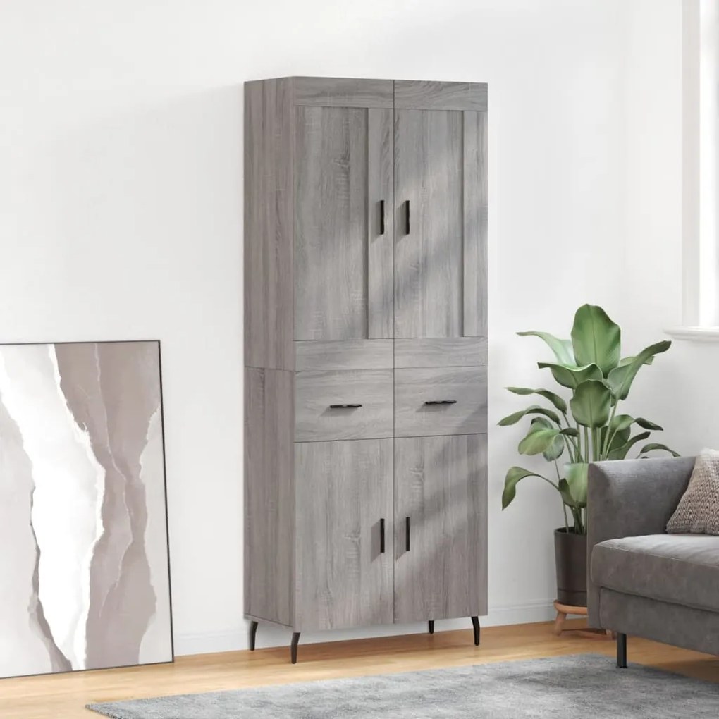 vidaXL Ντουλάπι Γκρι Sonoma 69,5 x 34 x 180 εκ. Επεξεργασμένο Ξύλο