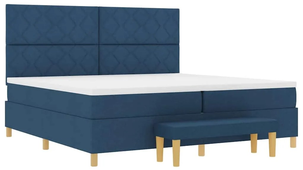 vidaXL Κρεβάτι με ελατήρια με στρώμα Μπλε 200 x 200 cm ύφασμα