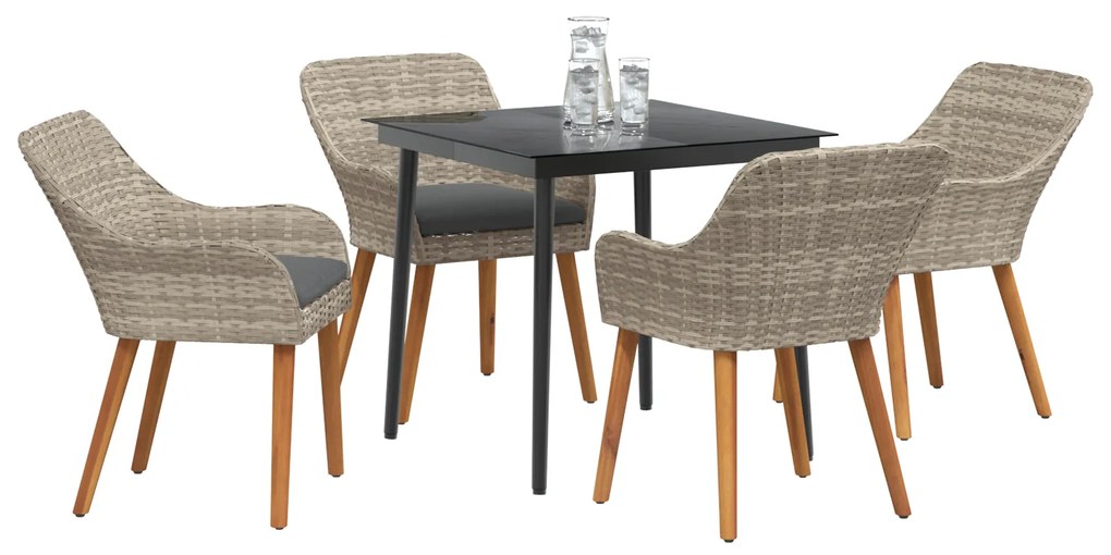 vidaXL Σετ τραπεζαρίας 5 pcs Ανοιχτό γκρι και Μαύρο 80 cm x 80 cm