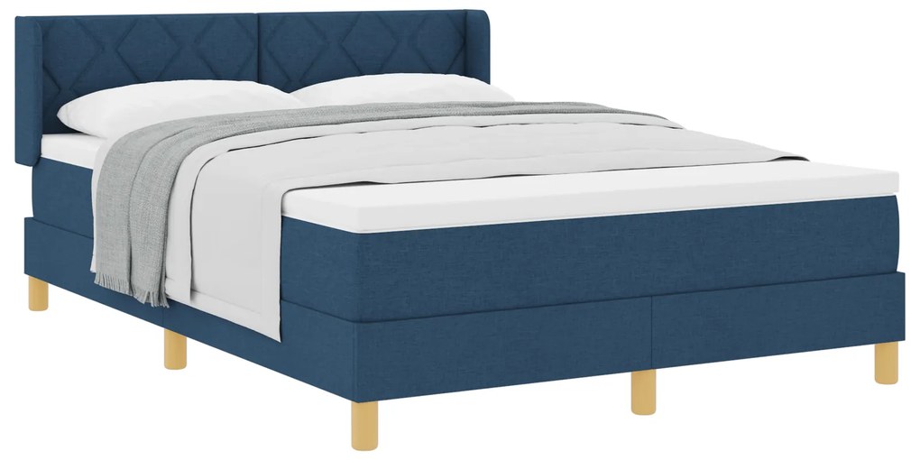 vidaXL Μπλε Κρεβάτι Box Spring με Στρώμα - 160 x 200 εκ - Ύφασμα