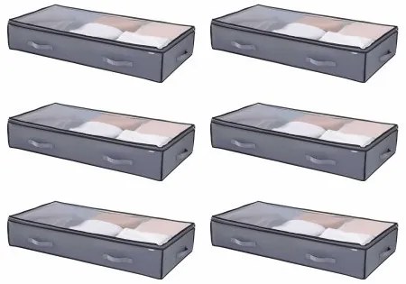 VEVOR Under Bed Storage 90L Stackable Shoe Organization Box with Clear Lid 6Pack