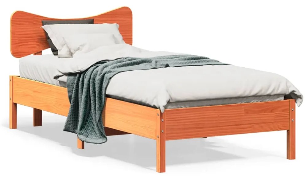 Σκελετός Κρεβ. Χωρίς Στρώμα Καφέ Κεριού 75x190 εκ Μασίφ Πεύκο