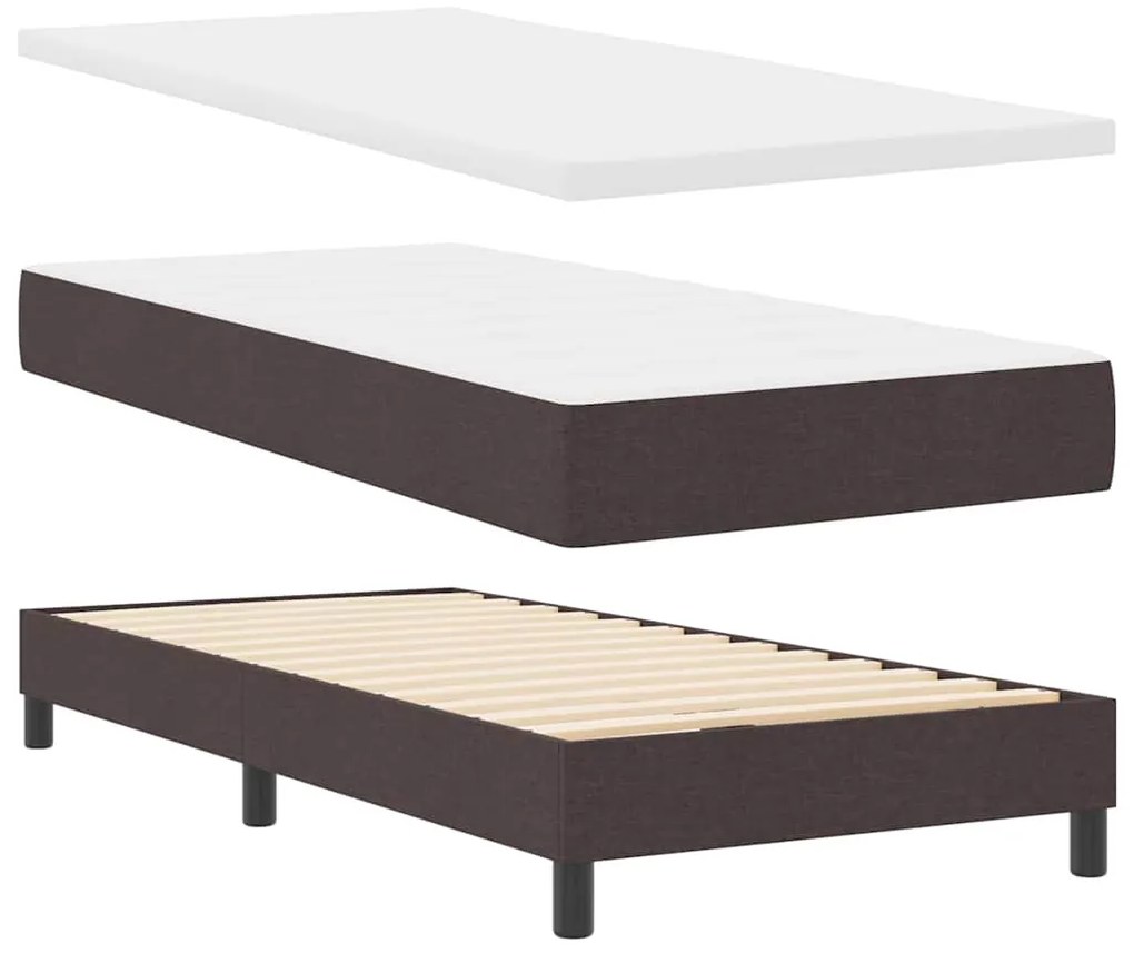 vidaXL Κρεβάτι box spring με στρώμα με στρώμα Σκούρο καφέ Σκούρο καφέ
