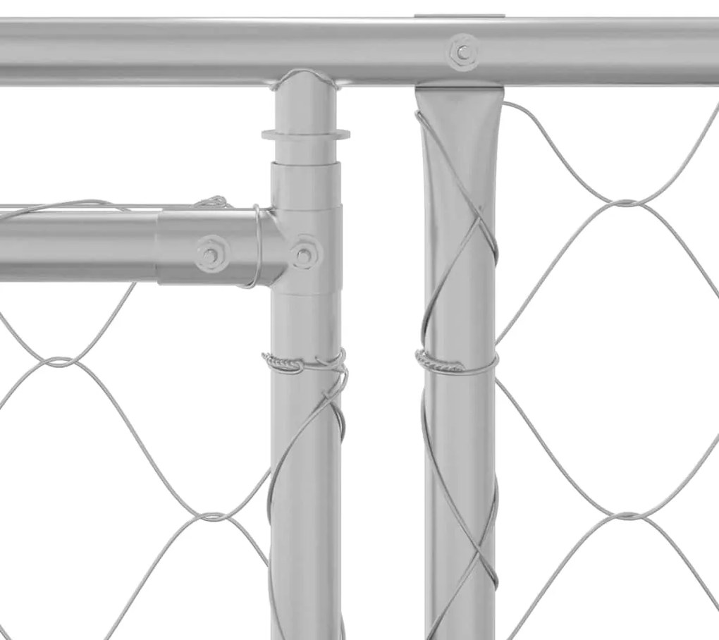 vidaXL Κλουβί Σκυλιού με Στέγη Ασημί 600 x 200 x 258 εκ Χάλυβας και PE