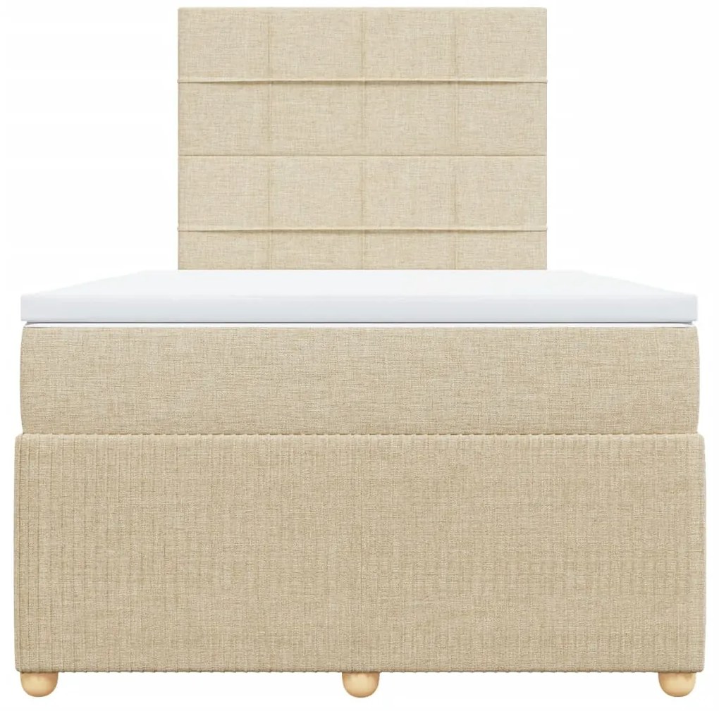 vidaXL Κρεβάτι Boxspring με Στρώμα Κρεμ 120x190 εκ. Υφασμάτινο