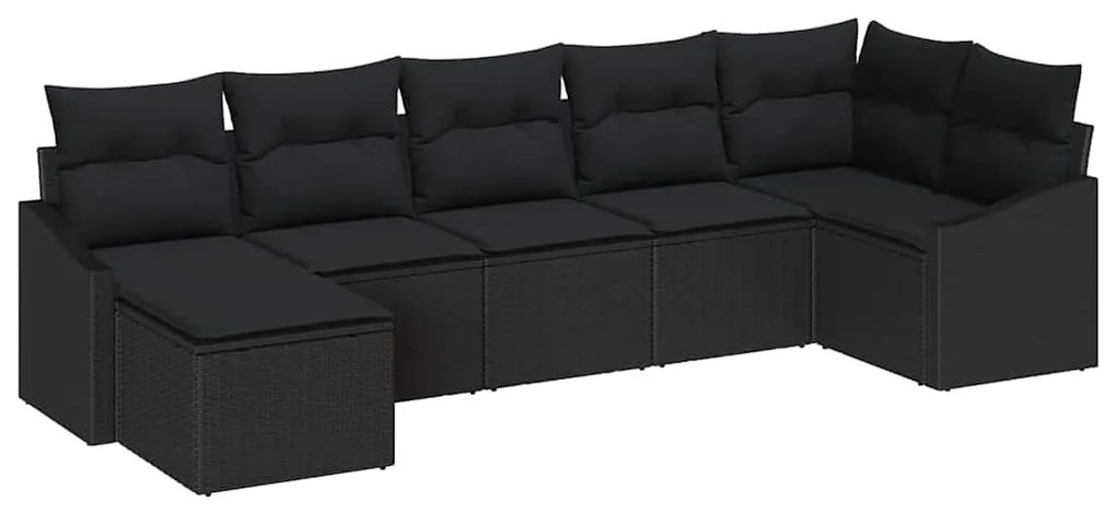 vidaXL Σετ Καναπέ Κήπου 7 pcs Μαύρο Πολυ ράταν