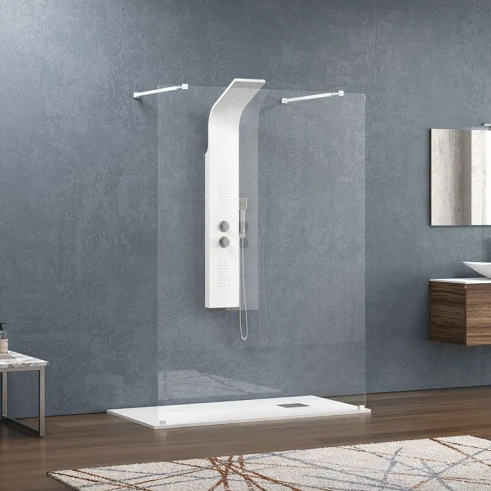 Πάνελ Ντουζιέρας Σταθερό Walkin 3 WAL3B158 Clear-White Karag 158 x200 Αλουμίνιο