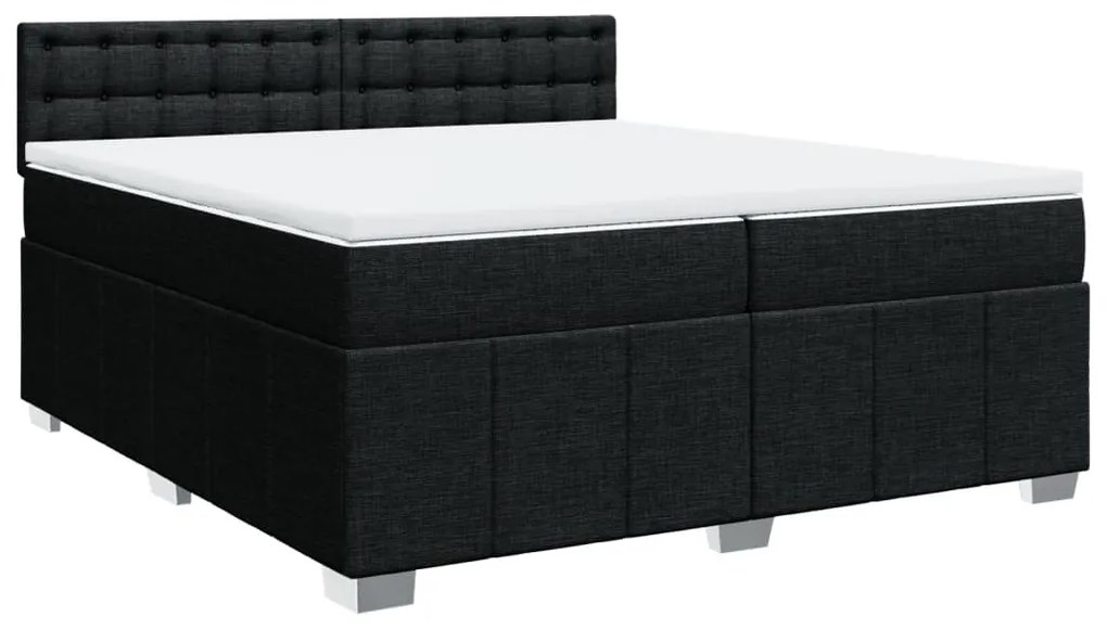 vidaXL Κρεβάτι Boxspring με Στρώμα Μαύρο 200x200 εκ. Υφασμάτινο