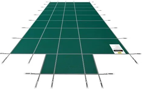 VEVOR Pool Safety Cover Fits 18x36ft Rectangle Inground Pools, Safety Pool Cover with 4x10ft Center End Step, Mesh Solid Pool Cover with Drainage Holes for Swimming Pool, Winter Safety Cover, Green