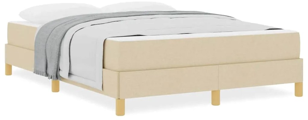 vidaXL Κρεβάτι με ελατήρια Κρέμα και Καφέ 140 x 190 cm