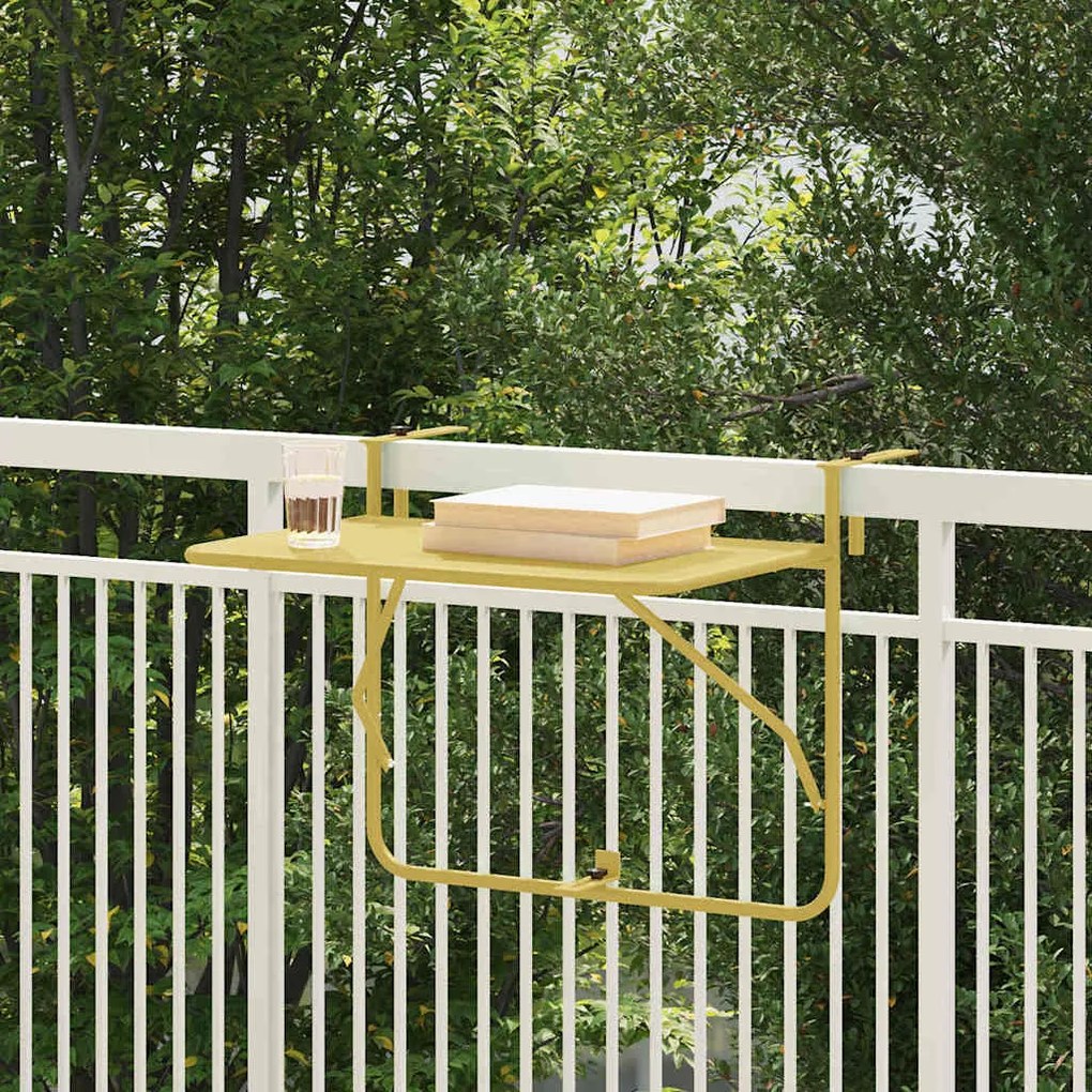 vidaXL Κρεμαστός Τραπέζι Μπαλκονιού Χρυσό 60 x 39 x 65 εκ. Ατσάλι