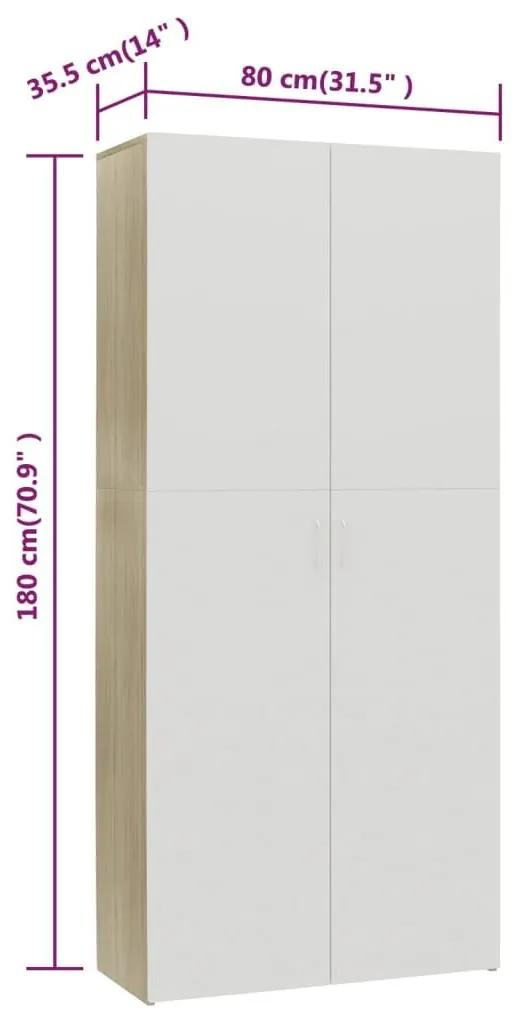 Παπουτσοθήκη Λευκή / Sonoma Δρυς 80x35,5x180 εκ. Μοριοσανίδα - Πολύχρωμο
