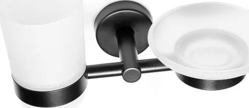 Ποτηροθήκη & σαπουνοθήκη γυάλινη KARAG UNO-Μαύρο ματ