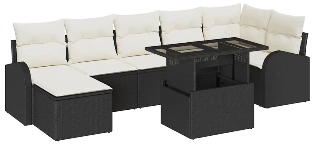vidaXL Σετ Καναπέ Κήπου με μαξιλάρι 8 pcs Μαύρο και κρεμ