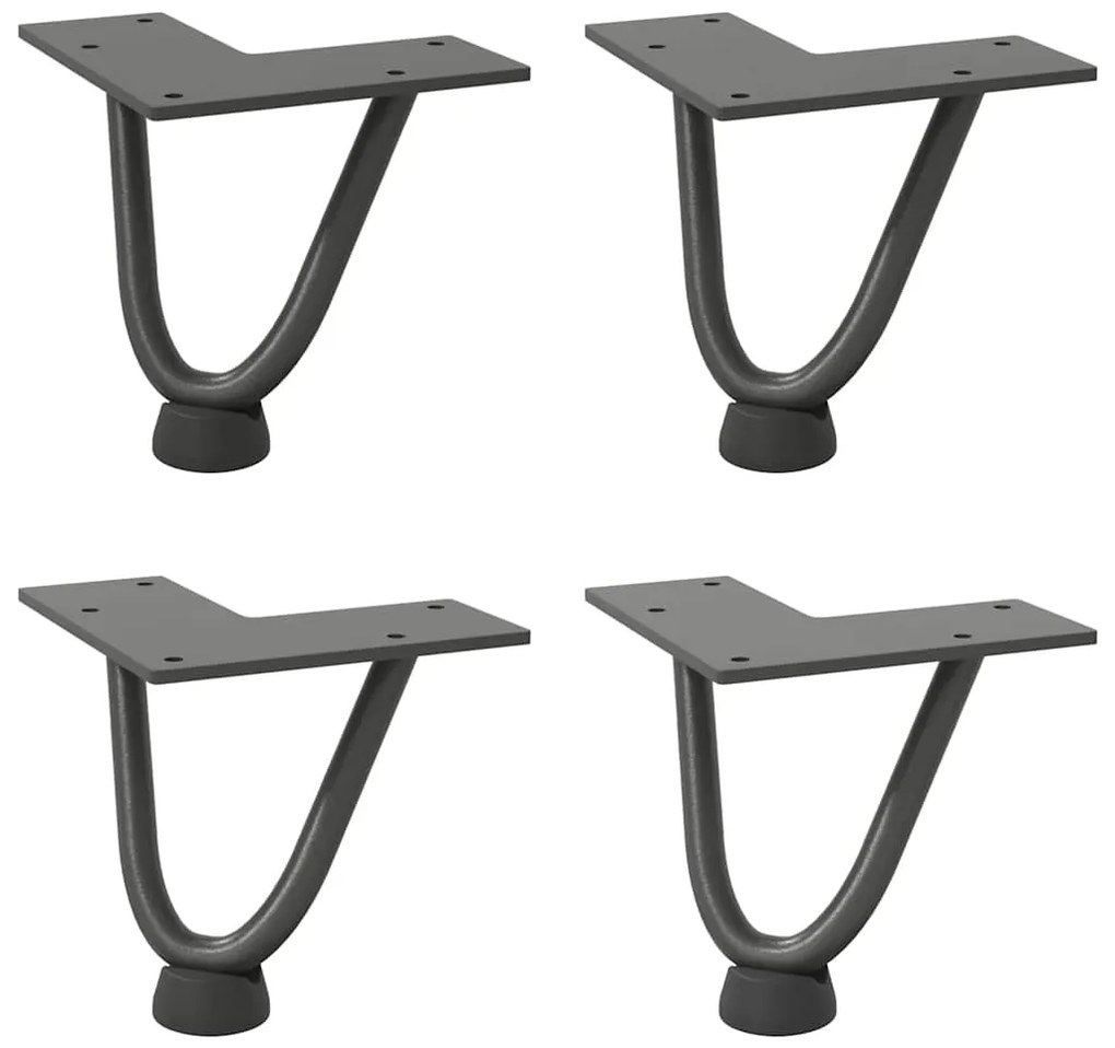 vidaXL Πόδια Φουρκέτας για Τραπεζάκι Σαλονιού 4 τεμ. Ανθρακί 10 εκ. Μασίφ Ατσάλι