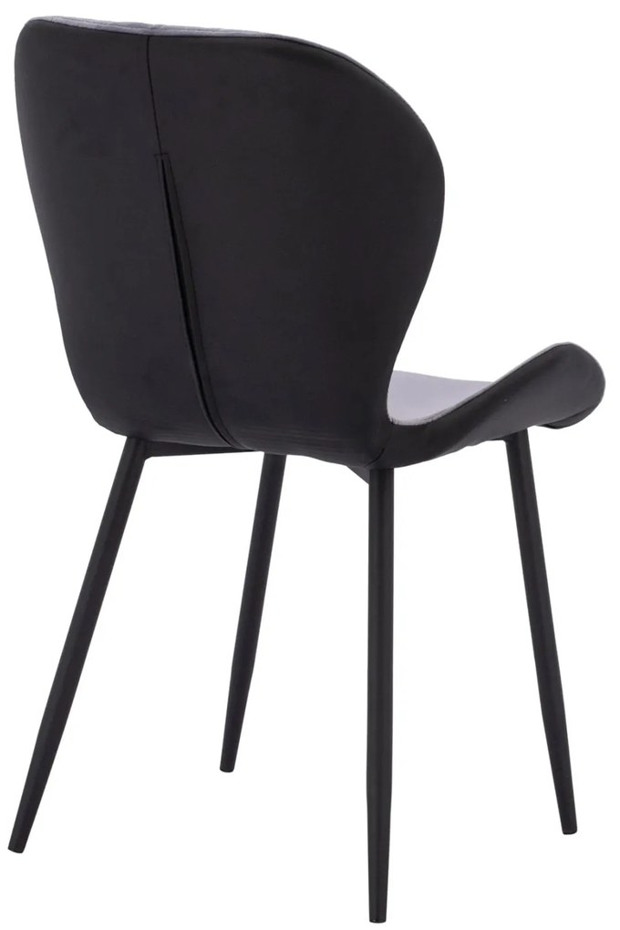 Καρέκλα ADALYN C8729.01 με PU Μαύρο kai Βελούδο Γκρί 51x58x82Υ εκ. 2αδα 51x58x82 εκ.