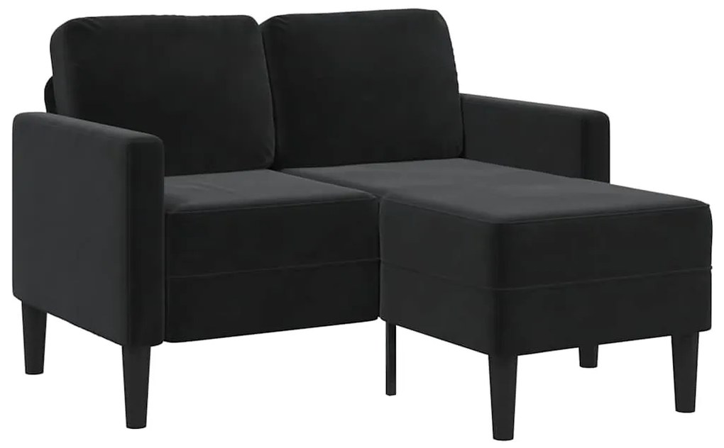 vidaXL Διθέσιος Καναπές με Σεζλόνγκ σε Σχήμα L Μαύρος Βελούδος 125 εκ.