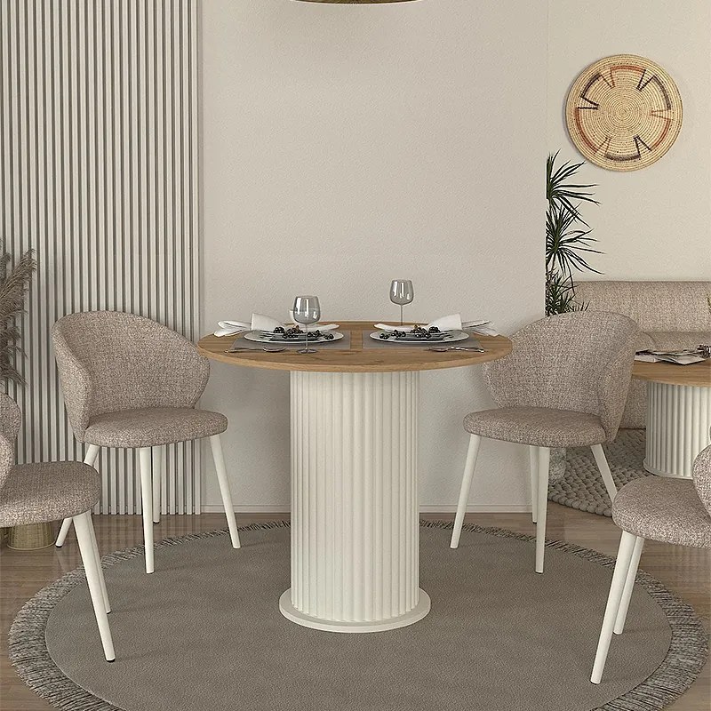 ΤΡΑΠΕΖΙ BOHEMA MEGAPAP ΧΡΩΜΑ IVORY - SEPET OAK Ø90X77,7ΕΚ.