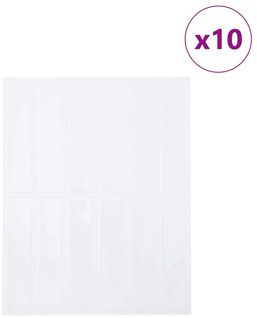 vidaXL Ορθογώνιο Πλακάκι 10 pcs Λευκό 29 x 23 x 0,08 εκ