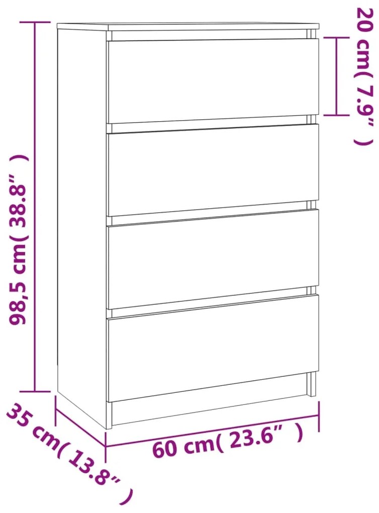 Συρταριέρα Sonoma Δρυς 60 x 35 x 98,5 εκ. Επεξεργασμένο Ξύλο - Καφέ