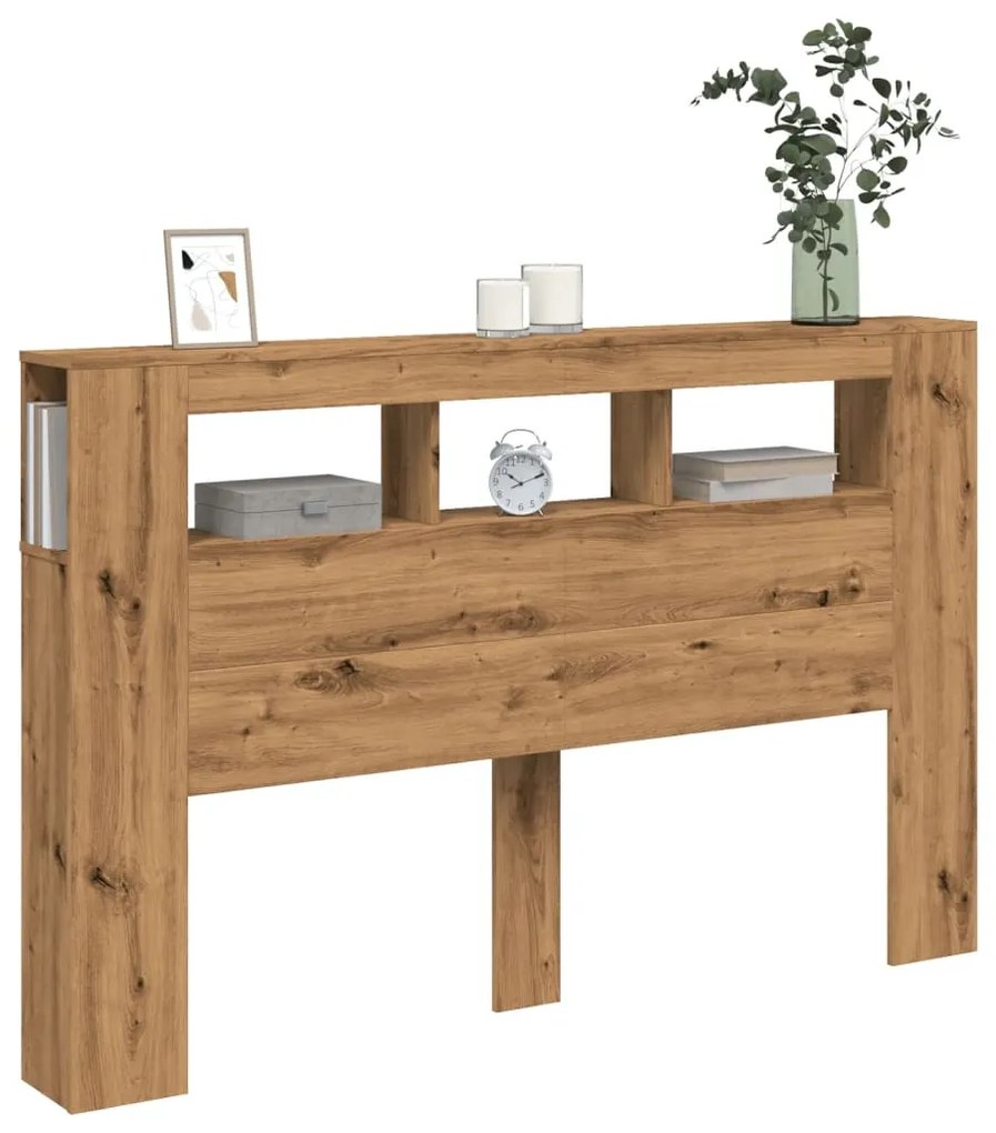 vidaXL LED κεφαλάρι Artisan Oak 160x18,5x103,5 cm Κατασκευασμένο ξύλο