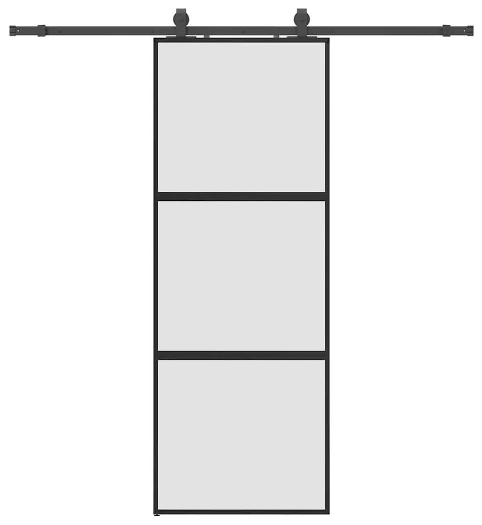 Συρόμενη πόρτα με σετ υλικού Μαύρο 76x205 cm γυαλί μετριασμένο - Μαύρο