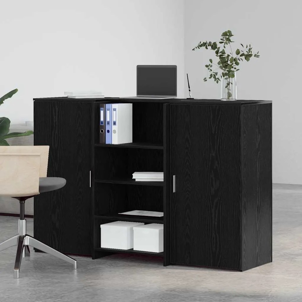 vidaXL Γραφείο υποδοχής Μαύρο Δρυς 155x50x103,5 εκ. Επεξεργασμένο Ξύλο
