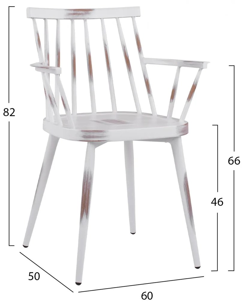 Καρέκλα - Πολυθρόνα YVONNE C5555.02 Αλουμινίου Λευκή Πατίνα 60x50x82 εκ. 60x50x82 εκ.