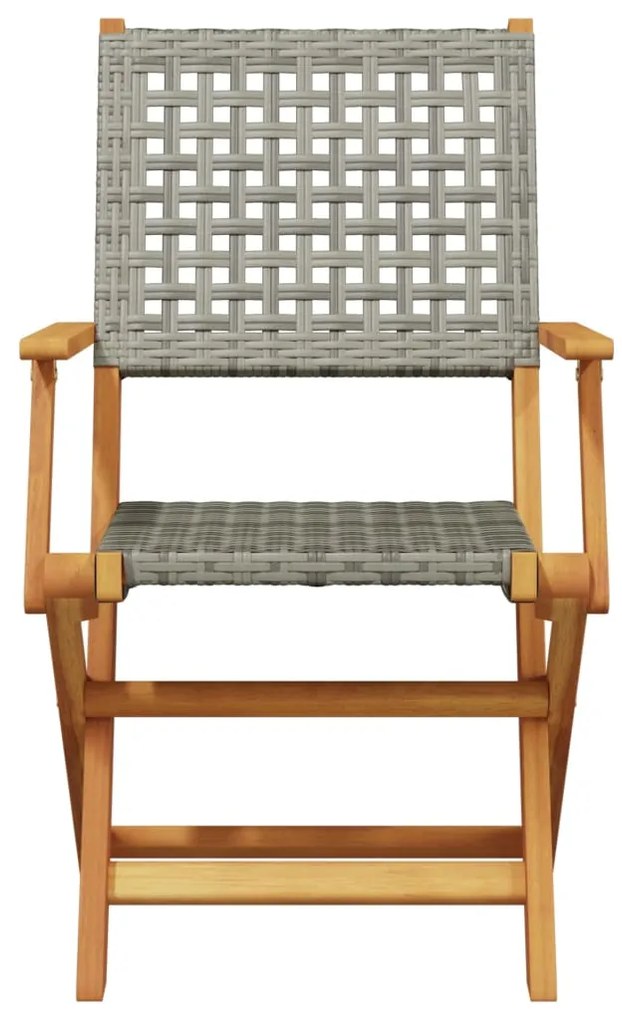 vidaXL Σετ Επίπλων Bistro 3 Τεμαχίων Γκρι Ρατάν/Μασίφ Ξύλο