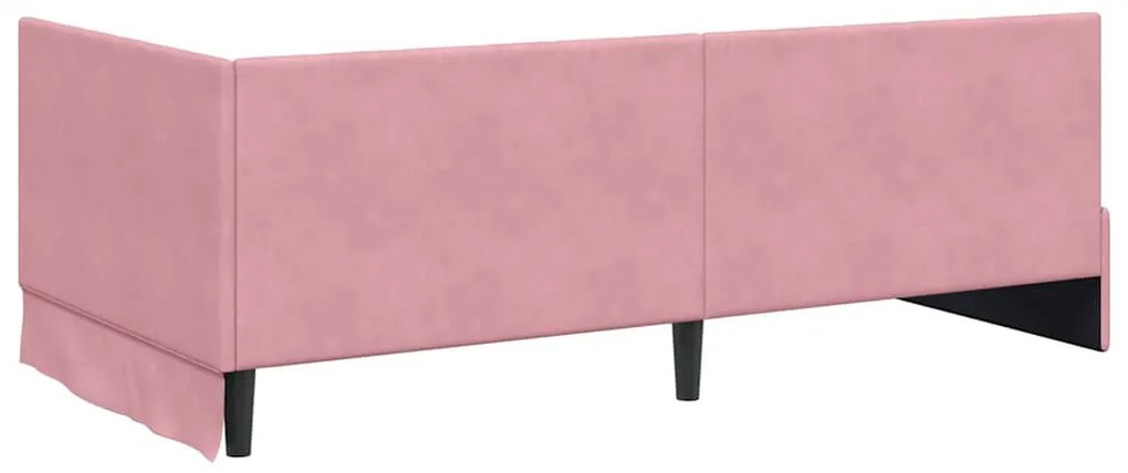 vidaXL Κρεβάτι Γωνίας με κεφαλάρι Ροζ 90 x 190 cm Βελούδο
