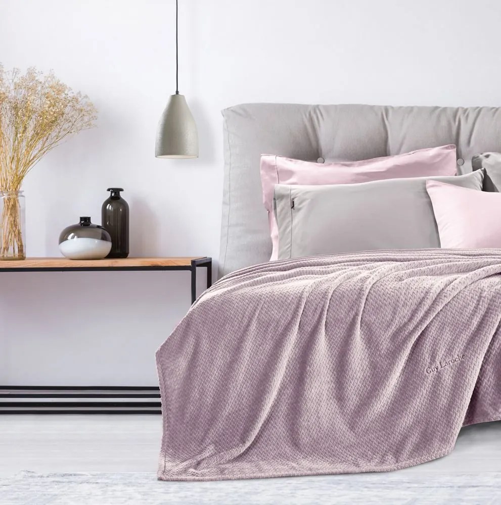 Κουβέρτα Με Μαξιλαροθήκη Microfiber Velour Υπέρδιπλη Rombus Lilac 220x240εκ. Guy Laroche