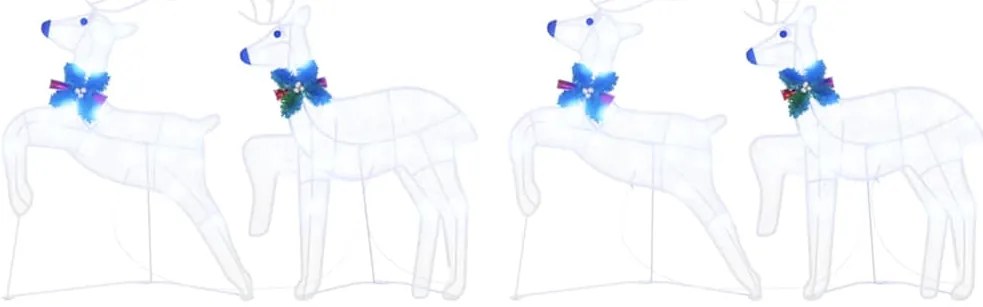 vidaXL LED Ελάφια 4 pcs Λευκό ύφασμα