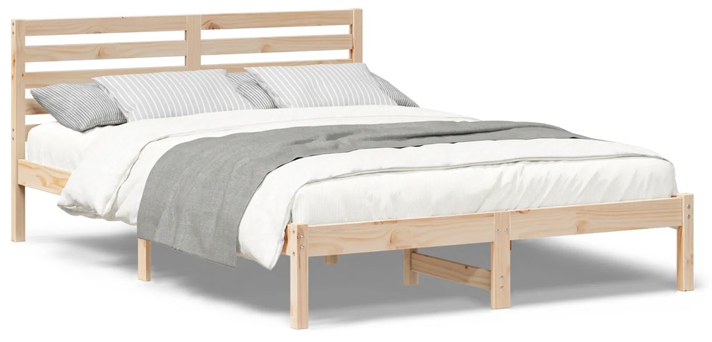 vidaXL Σκελετός Κρεβατιού Καφέ 140 x 210 cm Συμπαγές ξύλο πεύκου