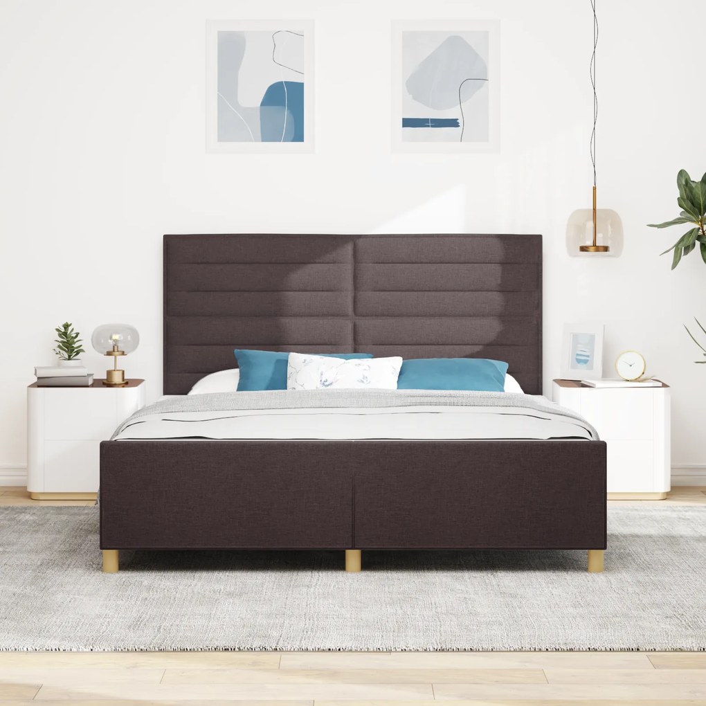 vidaXL Κρεβάτι Σκελετός Σκούρο Καφέ 180x200 εκ Υφάσματος