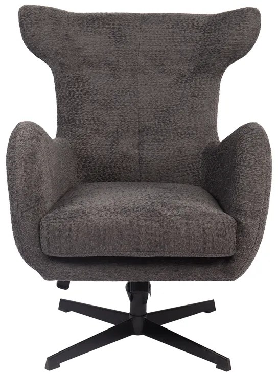 Πολυθρόνα Zefrina pakoworld περιστρεφόμενη ανθρακί ύφασμα με βάση σε μαύρη απόχρωση 77x82x100-107εκ