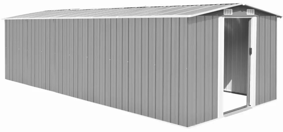 vidaXL Αποθήκη Κήπου Γκρι 257 x 580 x 181 εκ. από Μέταλλο
