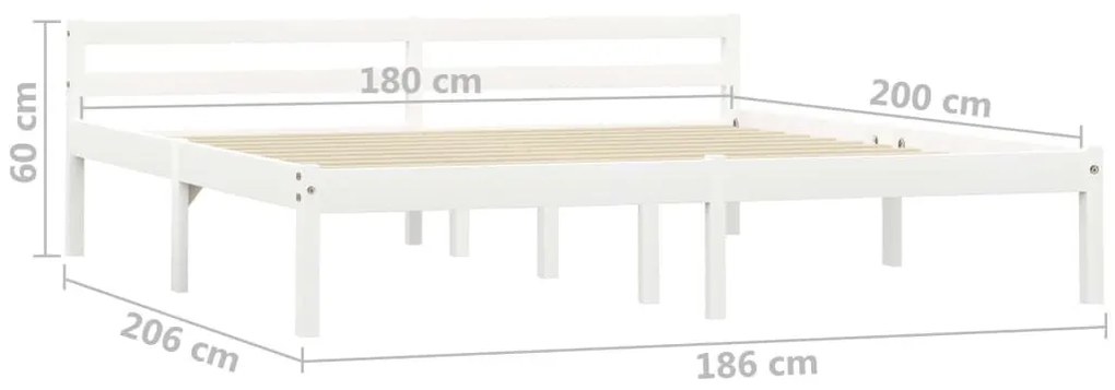 Πλαίσιο Κρεβατιού Λευκό 180 x 200 εκ. από Μασίφ Ξύλο Πεύκου - Λευκό