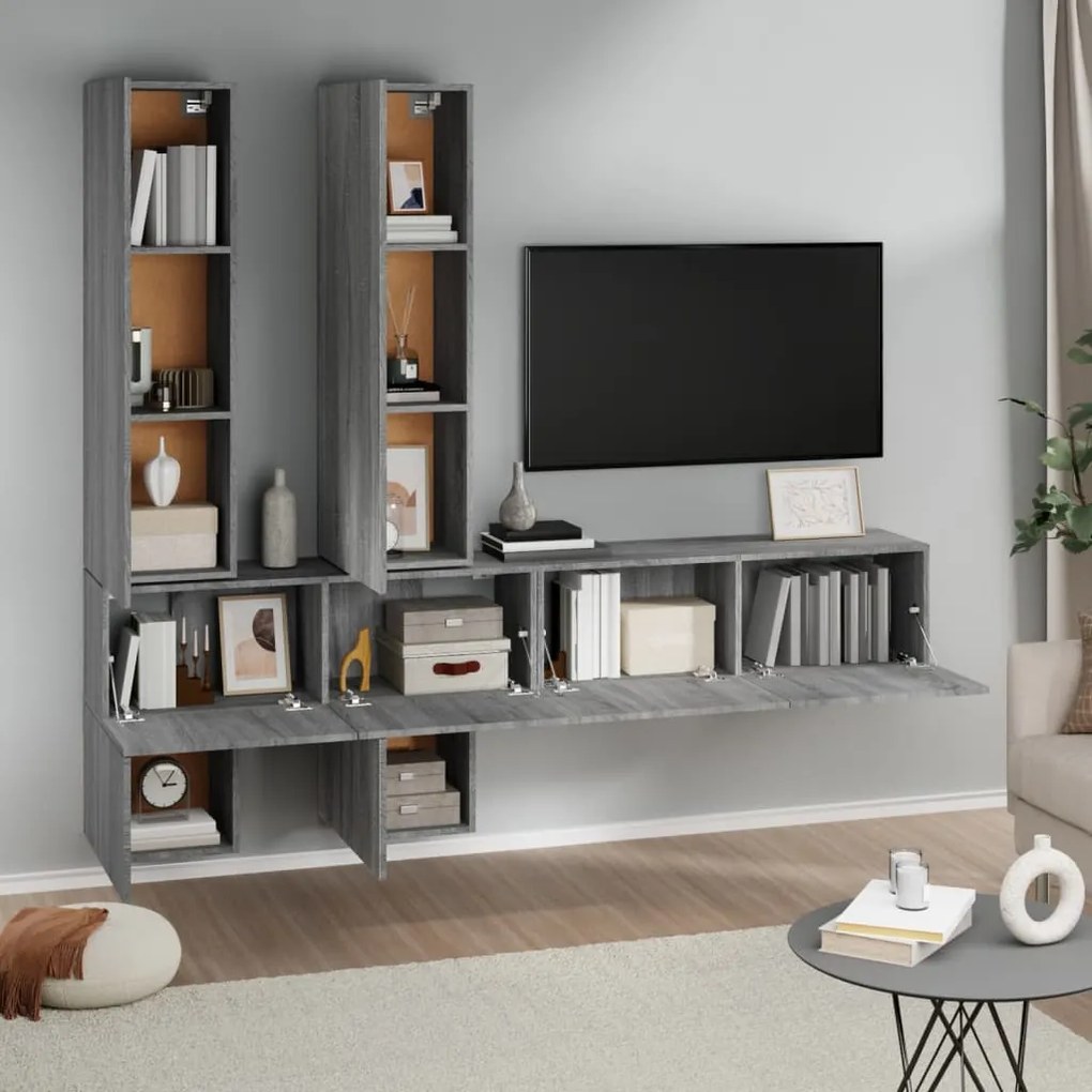 vidaXL Έπιπλο Τηλεόρασης Επιτοίχιο Γκρι Sonoma από Επεξεργασμένο Ξύλο